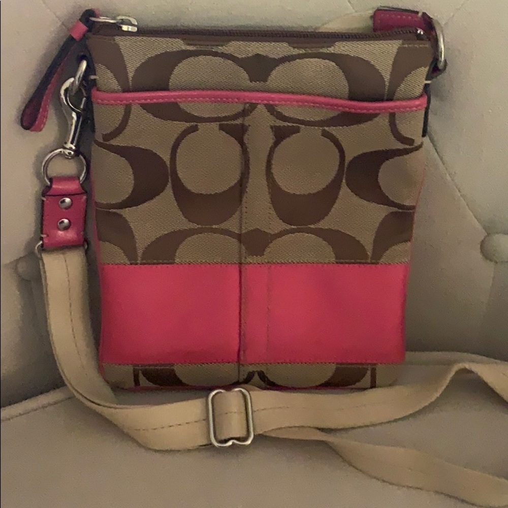 Pink & Brown Coach Crossbody